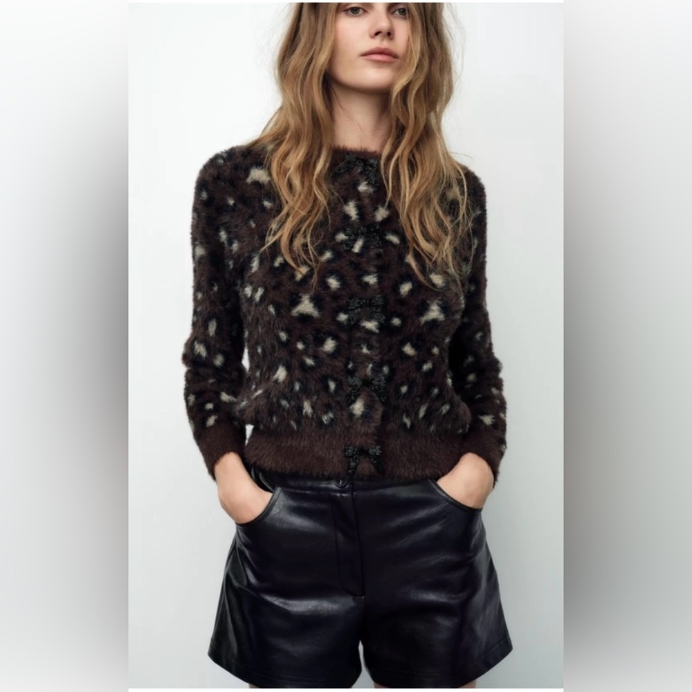 NEW ZARA FUR EFFECT JACQUARD
CARDIGAN 
🚨FIRM PRICE